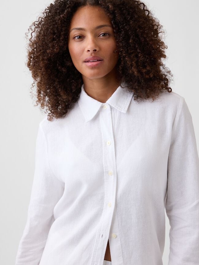 Oversized Linen-Blend Easy Shirt gap oversized linen blend easy shirt