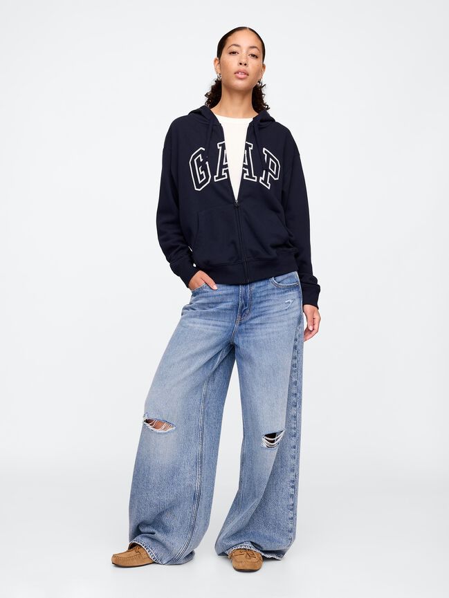 Relaxed Gap Logo Zip Hoodie relaxed gap logo zip hoodie