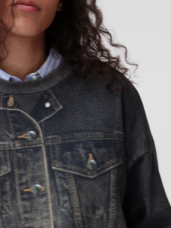 GapStudio Printed Denim Sweatshirt gapstudio printed denim sweatshirt
