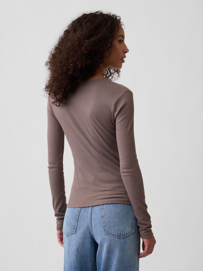 Fitted Ribbed V-Neck Top gap fitted ribbed v neck top