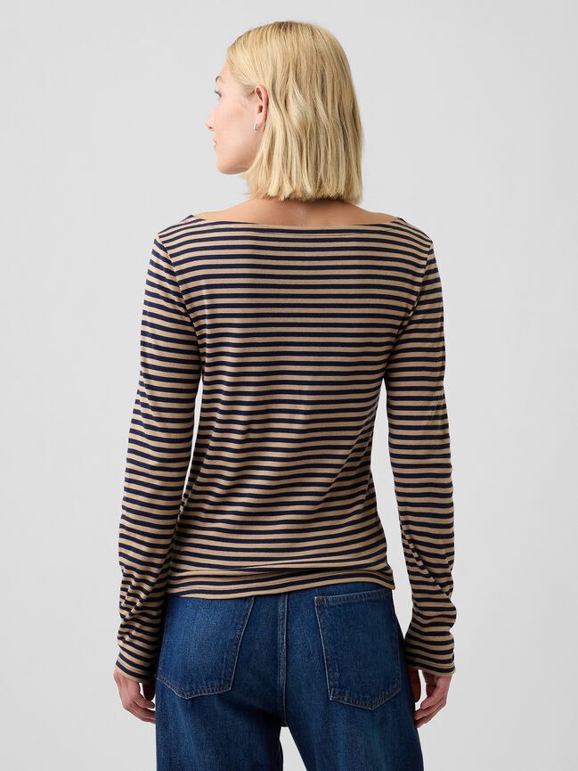 Modern Ribbed Boatneck T-Shirt gap modern ribbed boatneck t shirt