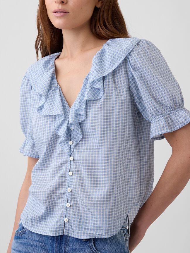 Relaxed V-Neck Ruffle Top gap relaxed v neck ruffle top