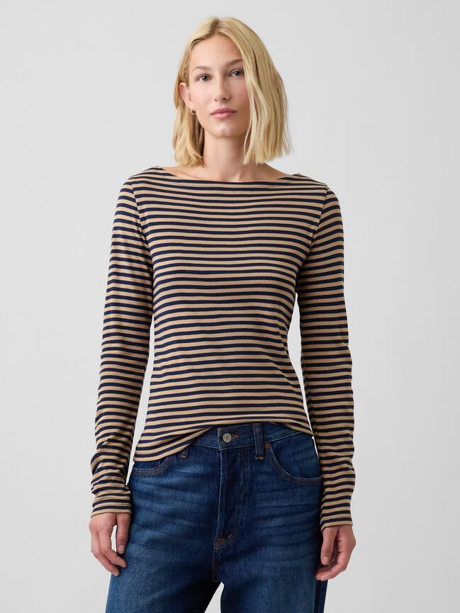 Modern Ribbed Boatneck T-Shirt gap modern ribbed boatneck t shirt