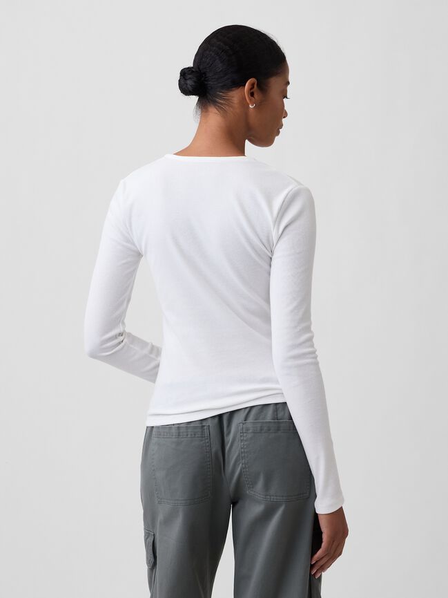 Fitted Ribbed V-Neck Top gap fitted ribbed v neck top