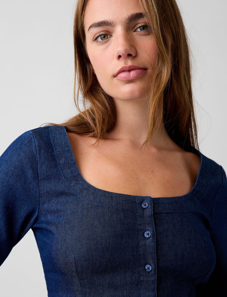 Denim Scoop Neck Top gap denim scoop neck top