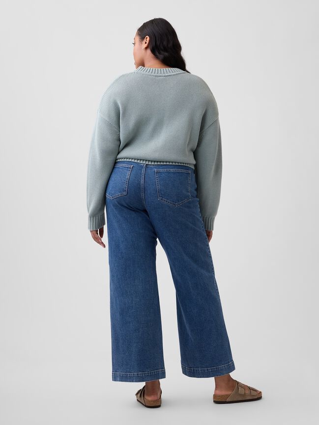 High Rise Wide-Leg Crop Jeans gap high rise wide leg crop jeans