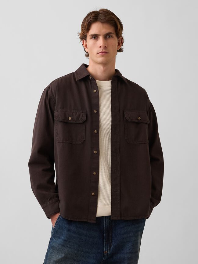 UltraSoft Denim Relaxed Utility Shirt gap ultrasoft denim relaxed utility shirt