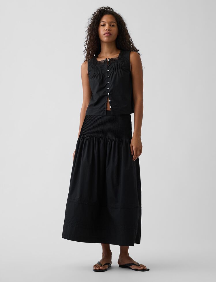 Poplin Pintuck Maxi Skirt gap poplin pintuck maxi skirt