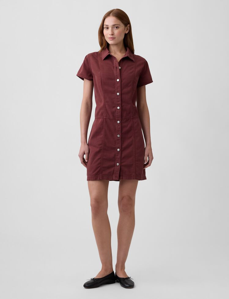 Denim Button-Front Mini Dress gap denim button front mini dress