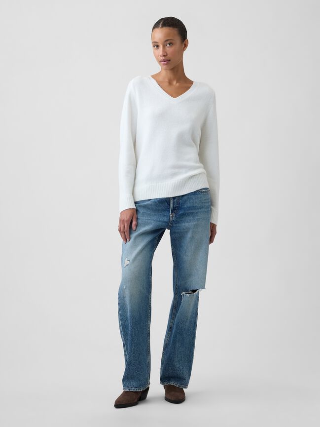 Relaxed Lightweight V-Neck Sweater gap relaxed lightweight v neck sweater
