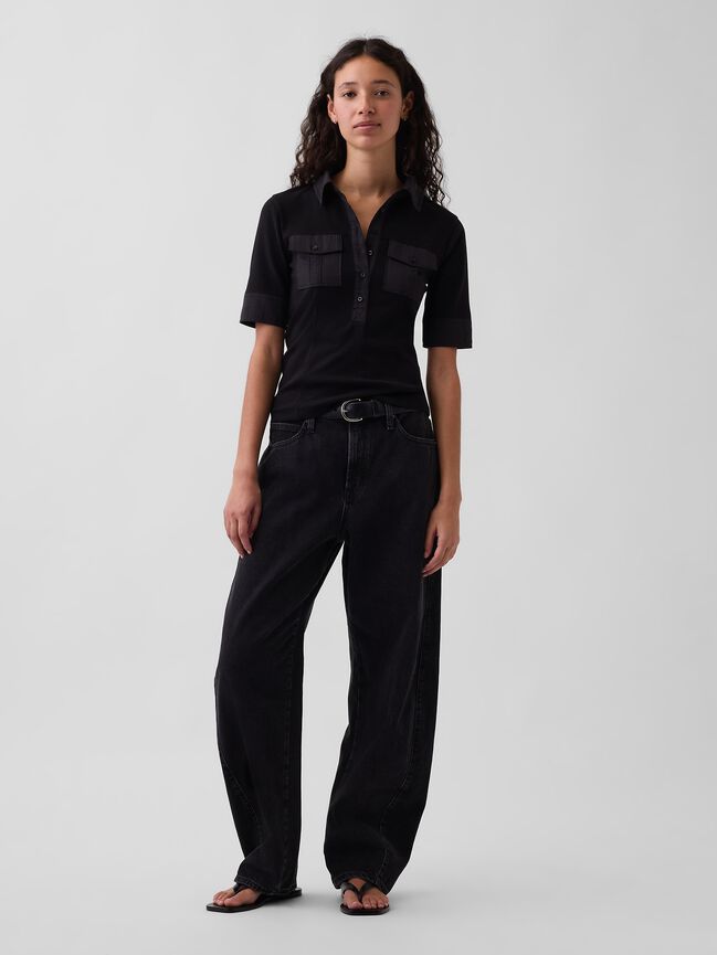 Modern Elbow-Sleeve Utility T-Shirt gap modern elbow sleeve utility t shirt