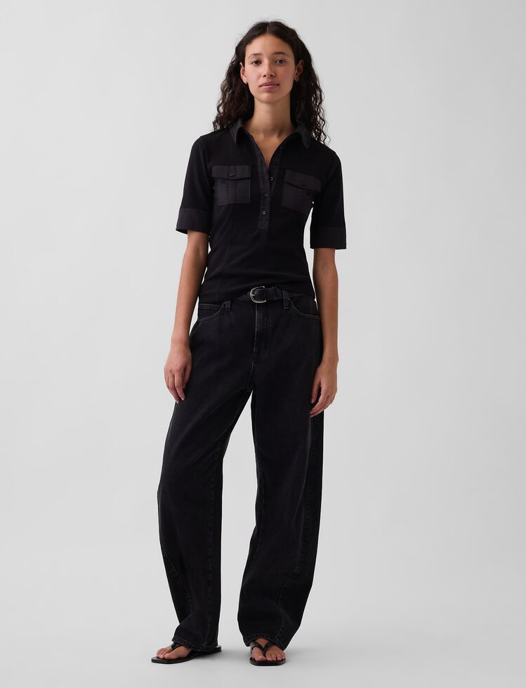 Modern Elbow-Sleeve Utility T-Shirt gap modern elbow sleeve utility t shirt