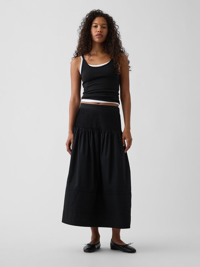 Poplin Pintuck Maxi Skirt gap poplin pintuck maxi skirt