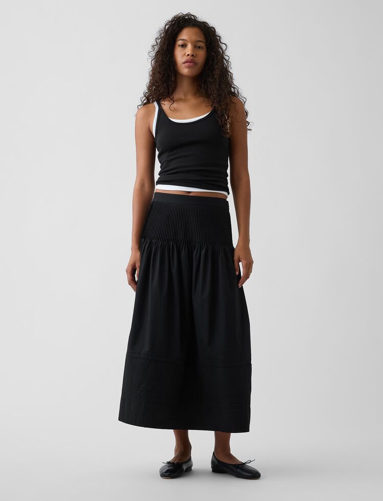 Poplin Pintuck Maxi Skirt gap poplin pintuck maxi skirt