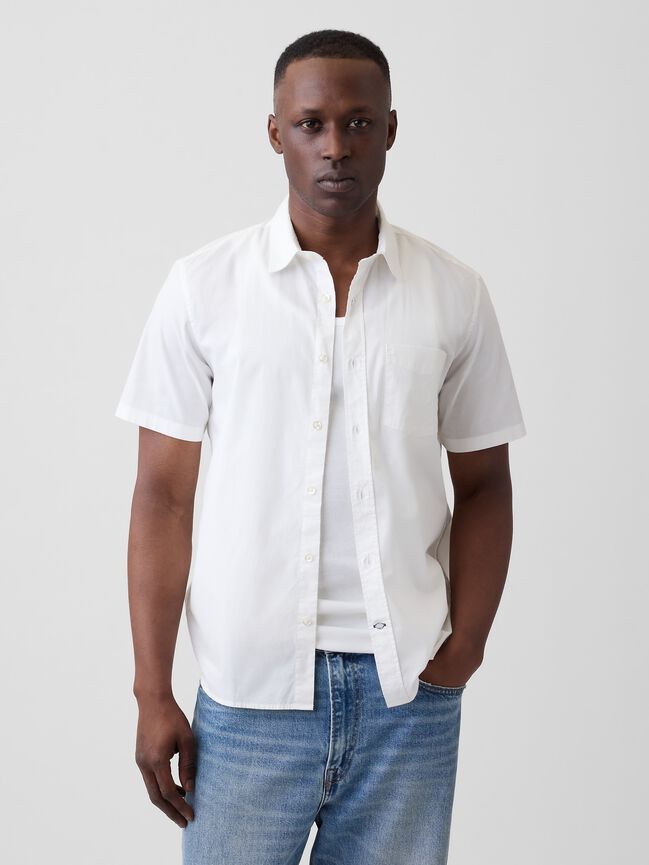 Stretch Poplin Shirt in Standard Fit gap stretch poplin shirt in standard fit