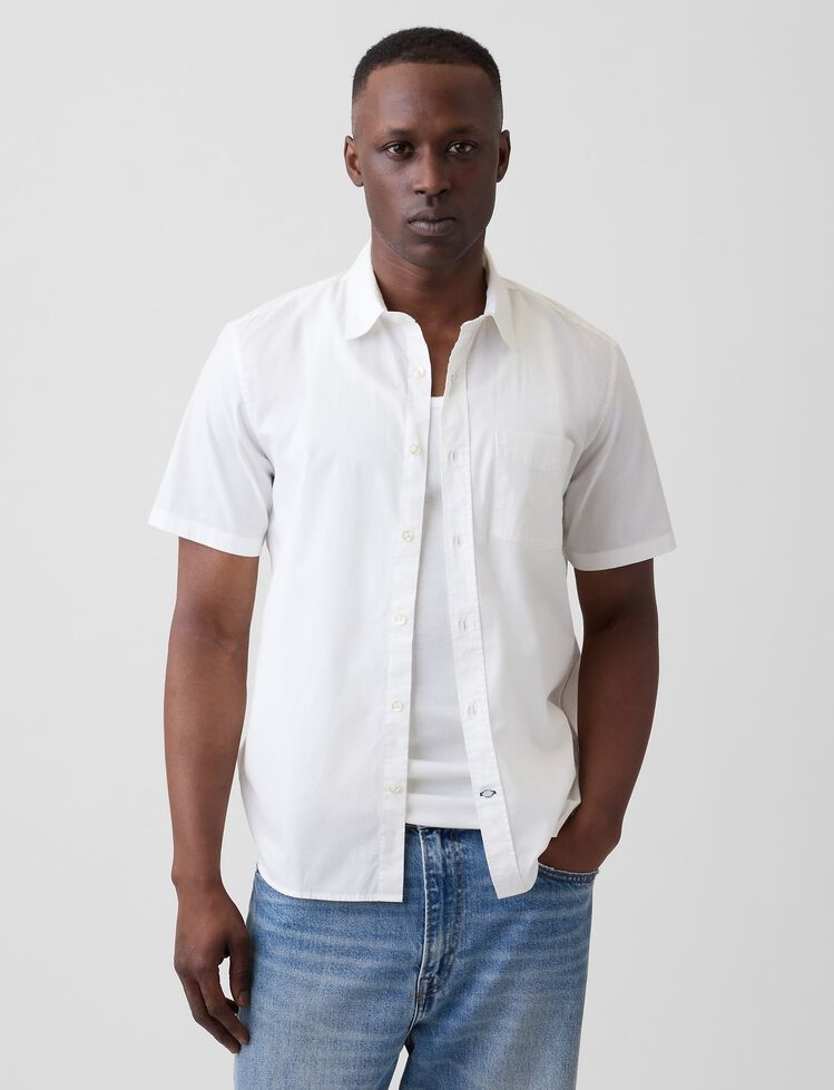 Stretch Poplin Shirt in Standard Fit gap stretch poplin shirt in standard fit
