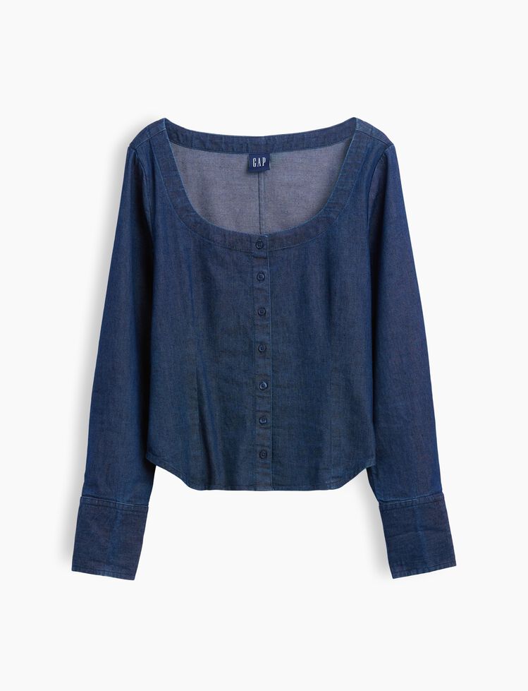 Denim Scoop Neck Top gap denim scoop neck top