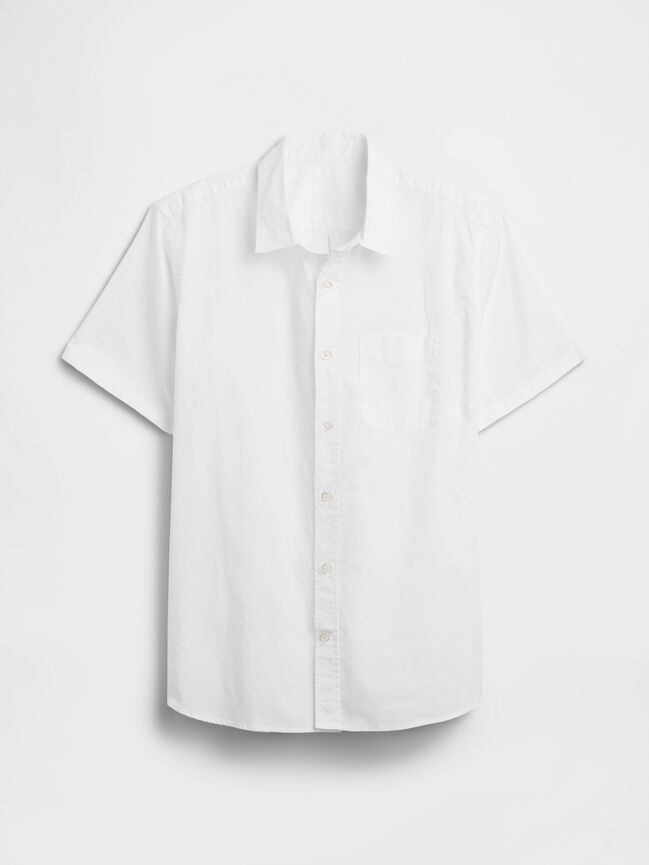 Stretch Poplin Shirt in Standard Fit gap stretch poplin shirt in standard fit