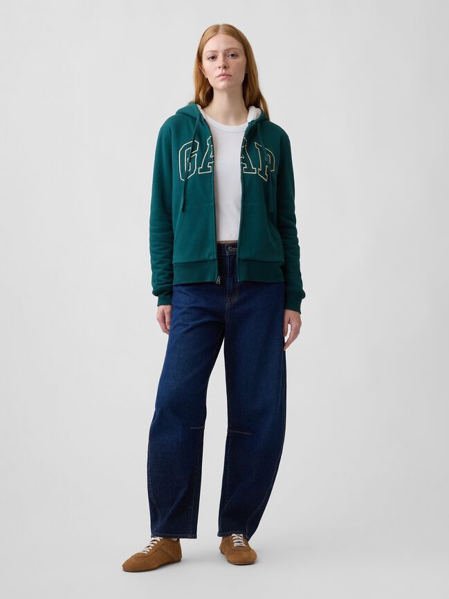 Relaxed Gap Logo Sherpa-Lined Zip Hoodie relaxed gap logo sherpa lined zip hoodie