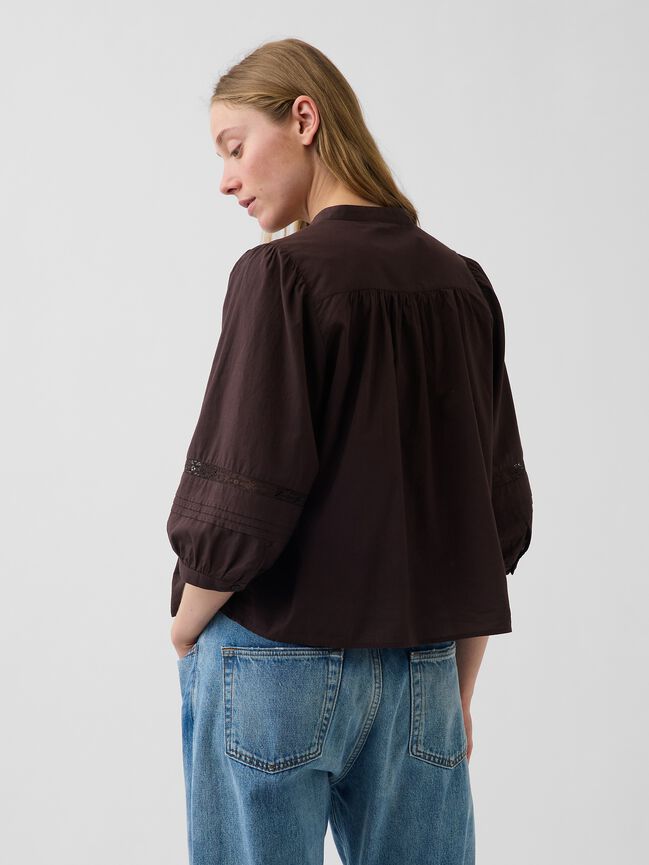 Lace-Trim Button-Front Swing Top gap lace trim button front swing top
