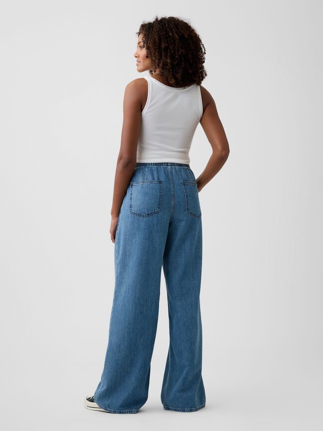 Mid Rise Soft Pull-On Wide-Leg Jeans gap mid rise soft pull on wide leg jeans