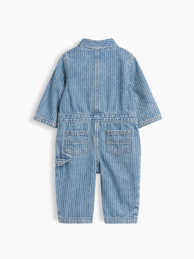Baby Denim Stripe Utility One-Piece gap baby denim stripe utility one piece