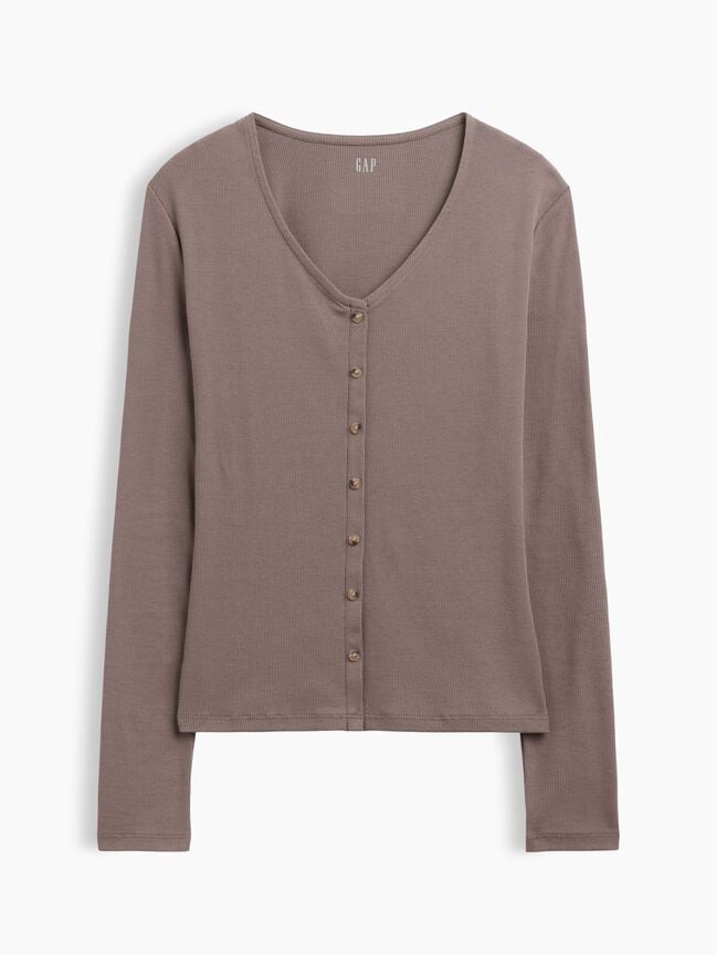 Fitted Ribbed V-Neck Top gap fitted ribbed v neck top