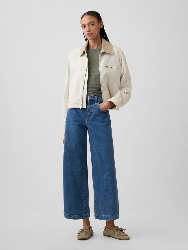 High Rise Wide-Leg Crop Jeans gap high rise wide leg crop jeans