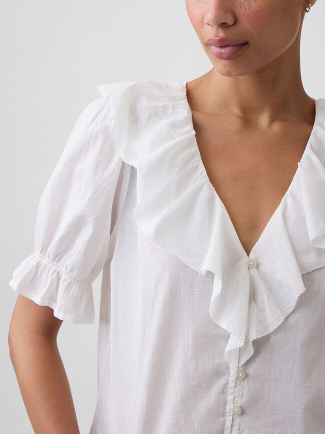 Relaxed V-Neck Ruffle Top gap relaxed v neck ruffle top