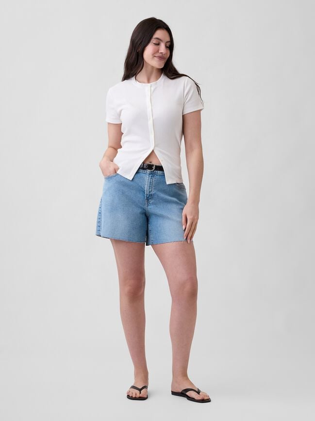 5" Mid Rise Soft Denim Shorts gap 5 mid rise soft denim shorts