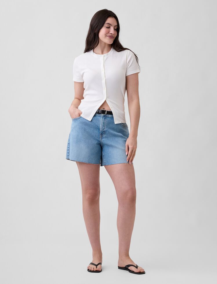 5" Mid Rise Soft Denim Shorts gap 5 mid rise soft denim shorts