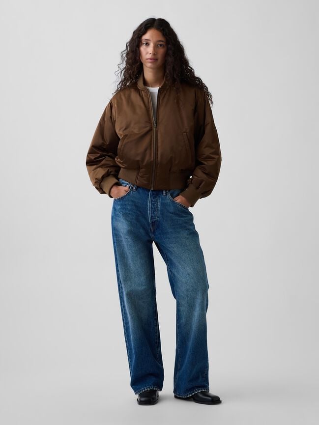 Padded Satin Bomber Jacket gap padded satin bomber jacket
