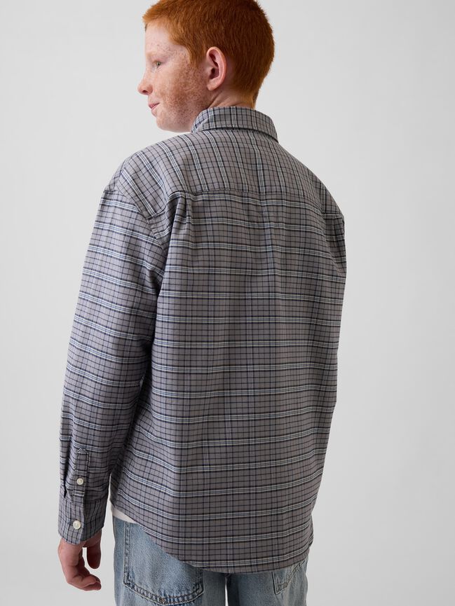Kids Relaxed Plaid Oxford Shirt gap kids relaxed plaid oxford shirt