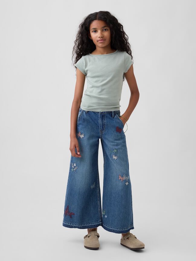 Kids Low Rise Embroidered Baggy Jeans gap kids low rise embroidered baggy jeans