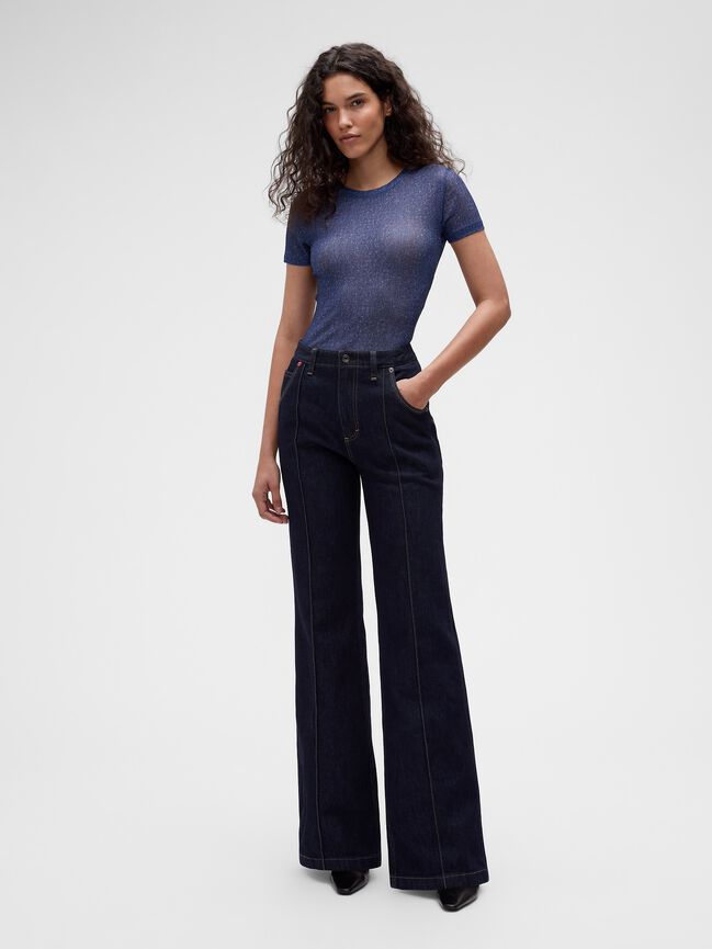 GapStudio Printed Denim Sheer T-Shirt gapstudio printed denim sheer t shirt