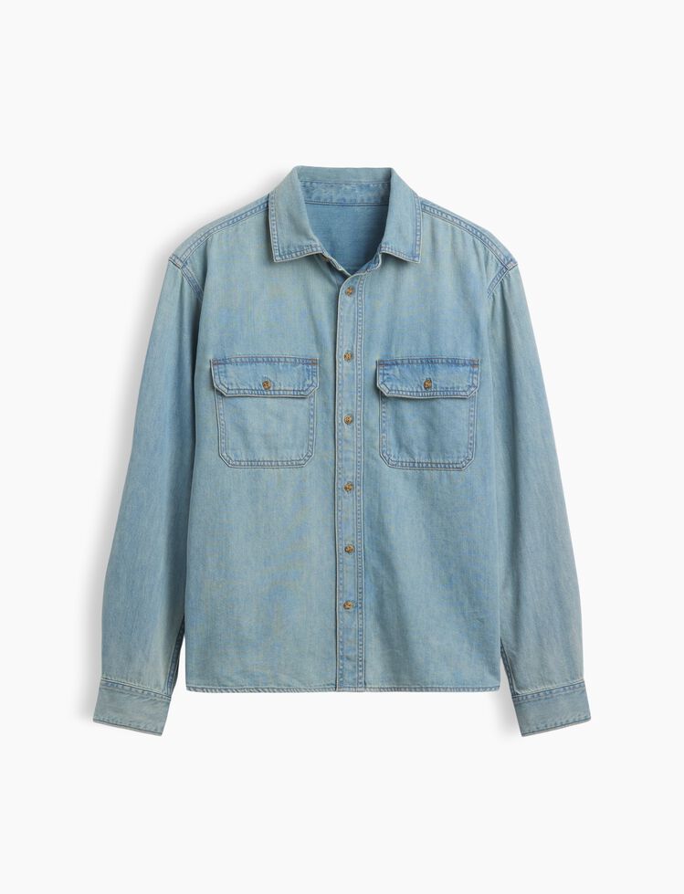 UltraSoft Denim Relaxed Utility Shirt gap ultrasoft denim relaxed utility shirt