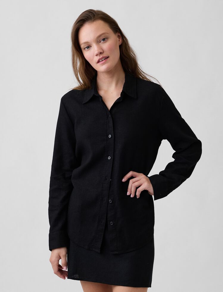 Oversized Linen-Blend Easy Shirt gap oversized linen blend easy shirt