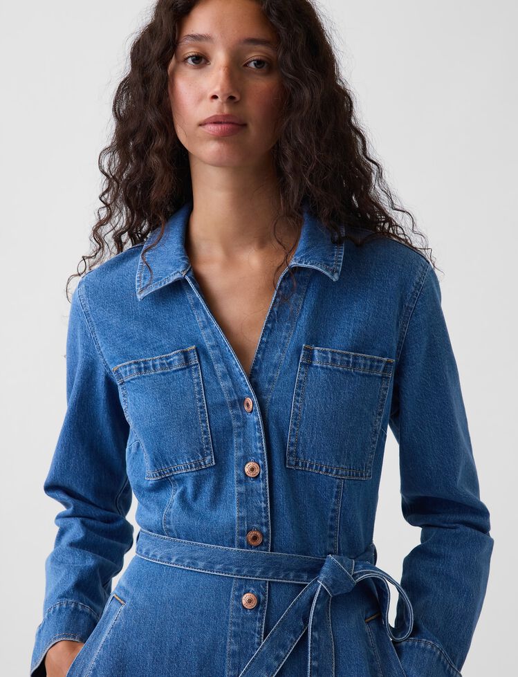 Denim Tie-Belt Midi Dress gap denim tie belt midi dress